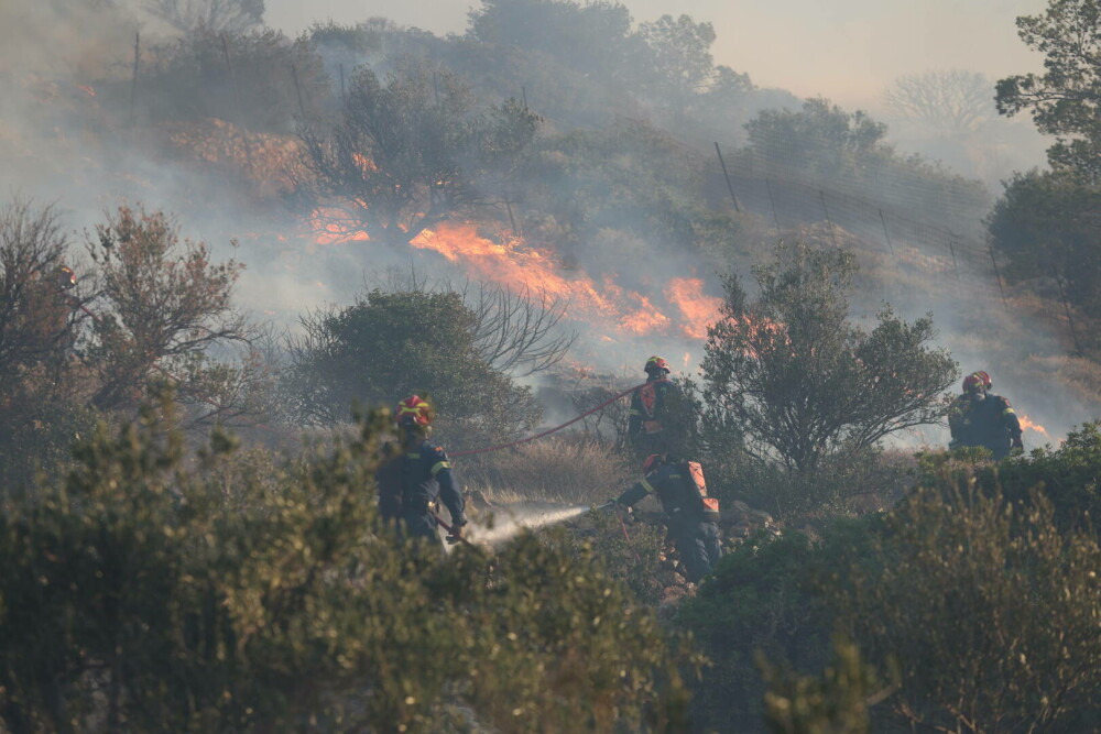 Creta, cuprinsă de flăcări. Pompierii duc o luptă crâncenă cu incendiile de vegetație, mii de localnici și turiști evacuați - Imaginea 14