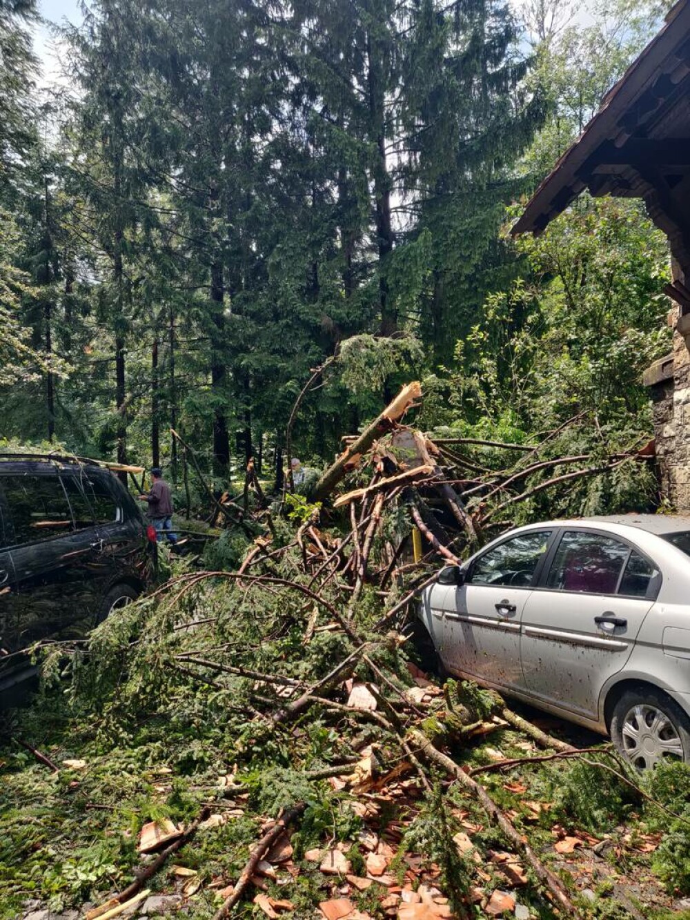 Distrugeri masive în Sinaia. O furtună extrem de puternică a rănit numeroși oameni. Acoperișul celebrei gări, smuls | VIDEO - Imaginea 12