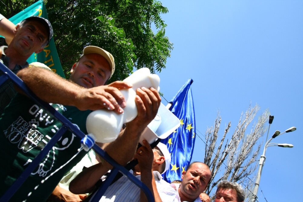 Baie de lapte la protestul fermierilor din Capitala! - Imaginea 1