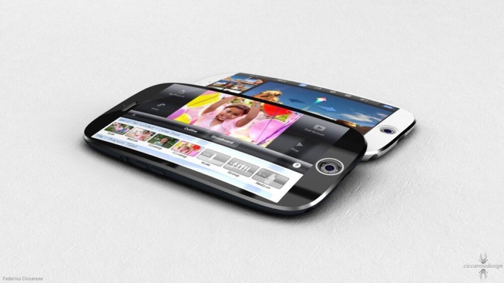 iPhone 5S Concept cu ecran curbat si amprenta digitala in locul butonului 