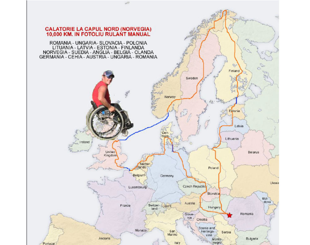 Rotile curajului: un lugojean vrea sa ajunga in cel mai nordic punct al Europei in scaun cu rotile - Imaginea 1