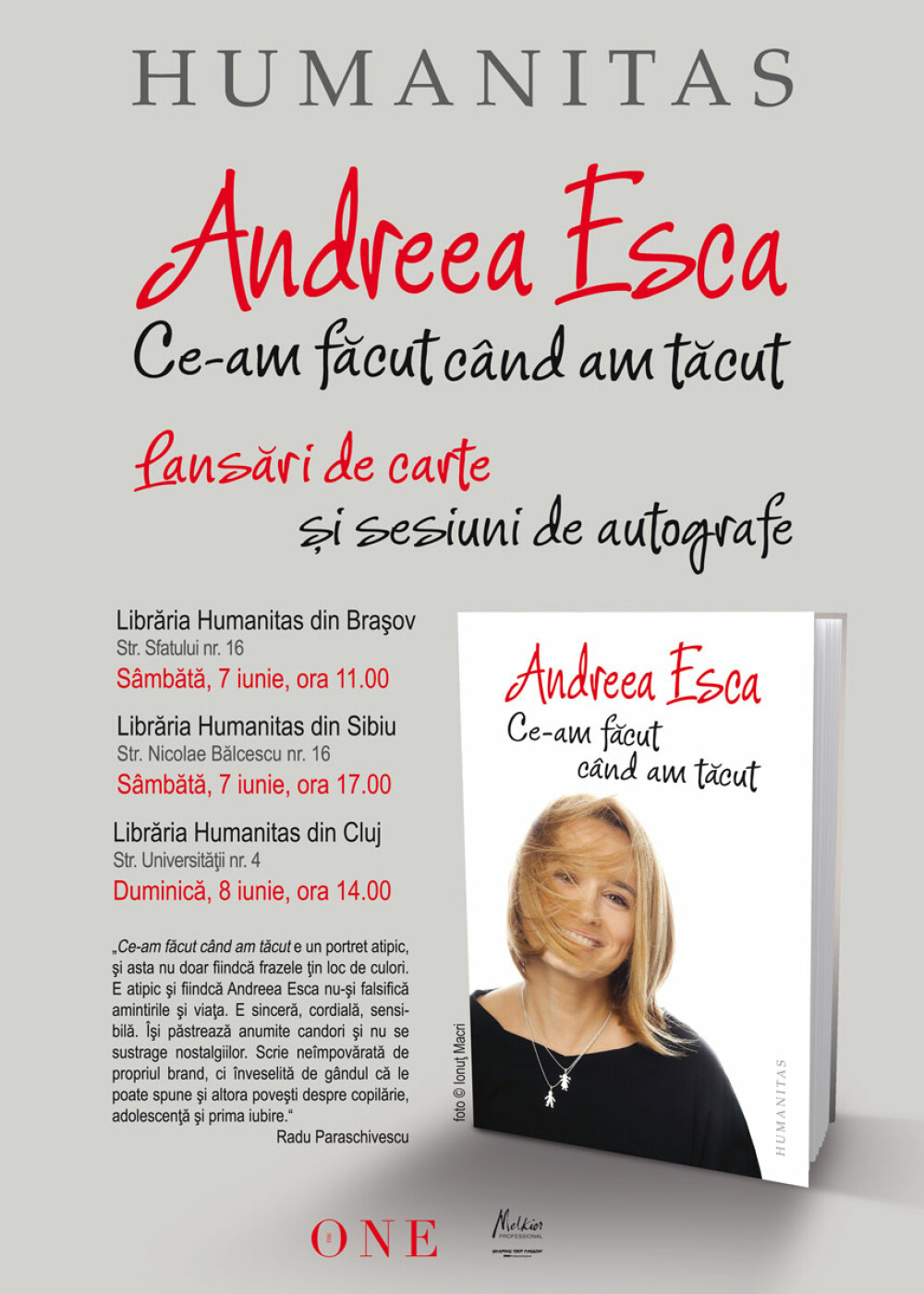 Andreea Esca lanseaza o carte a amintirilor: 