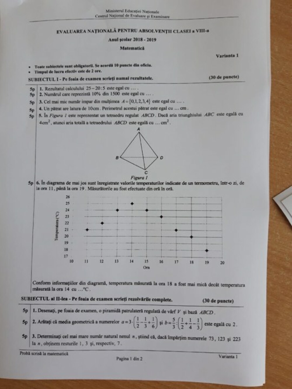 EVALUARE NAȚIONALĂ Matematică 2019. Subiectele și Baremul au fost publicate pe EDU.RO - Imaginea 2
