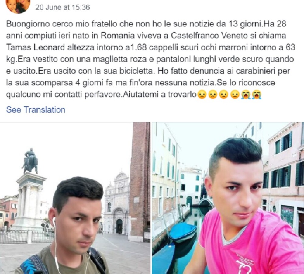 Român de 28 ani dat dispărut de două săptămâni în Italia. Apelul familiei - Imaginea 3