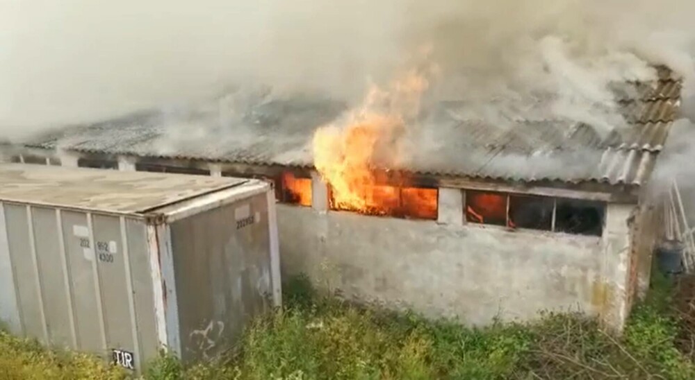 O hală din Cluj în care se aflau peleți a fost mistuită de flăcări. Cauza incendiului rămâne neclară | FOTO - Imaginea 2