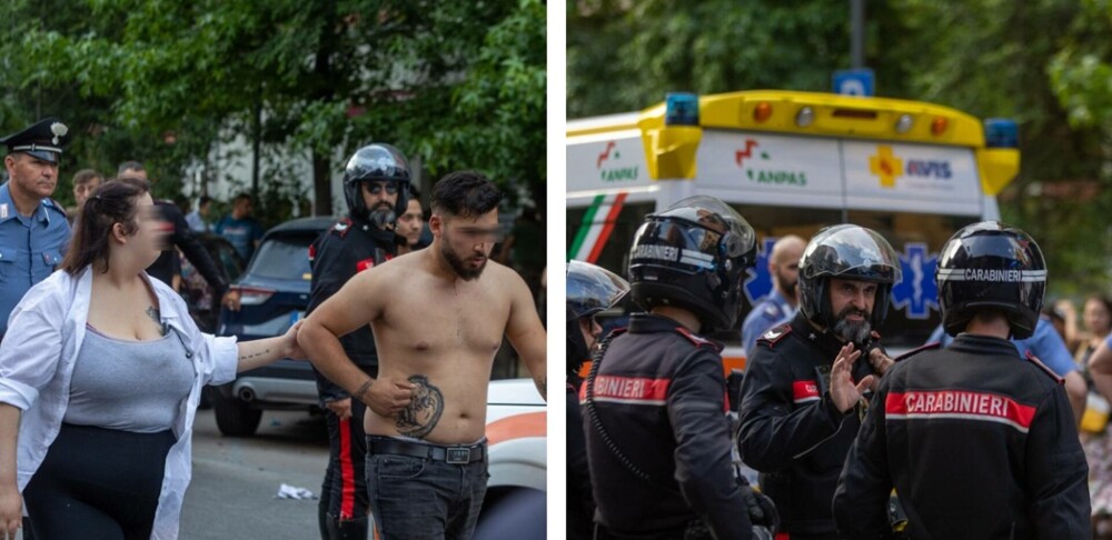 Zeci de persoane s-au luat la bătaie cu bâte, sticle și cuţite în Milano. O mașină cu numere de România, motivul scandalului - Imaginea 1