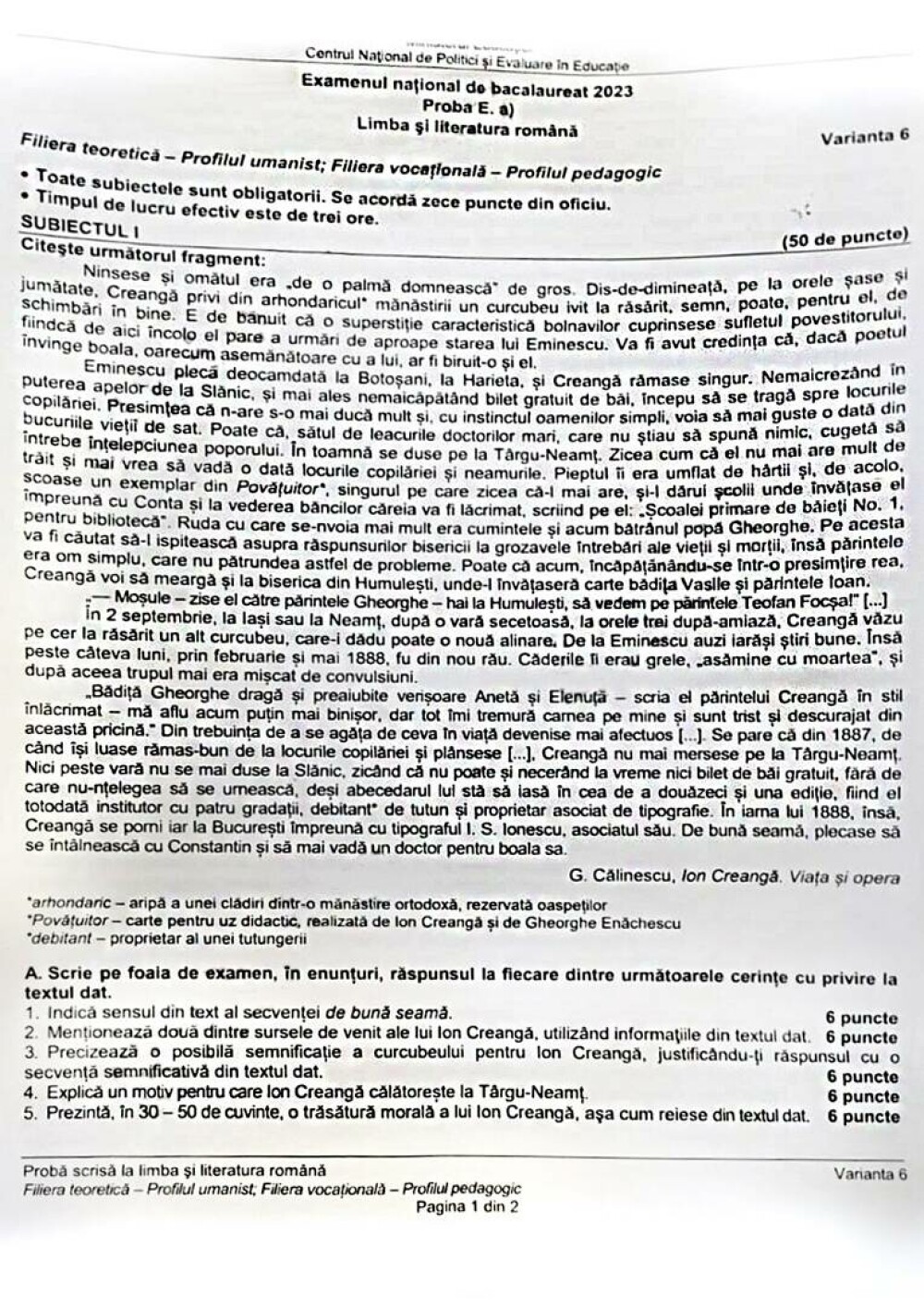 Bareme și subiecte la Limba română de la BAC 2023 real și uman. Petiție pentru modificarea baremului de corectare - Imaginea 6