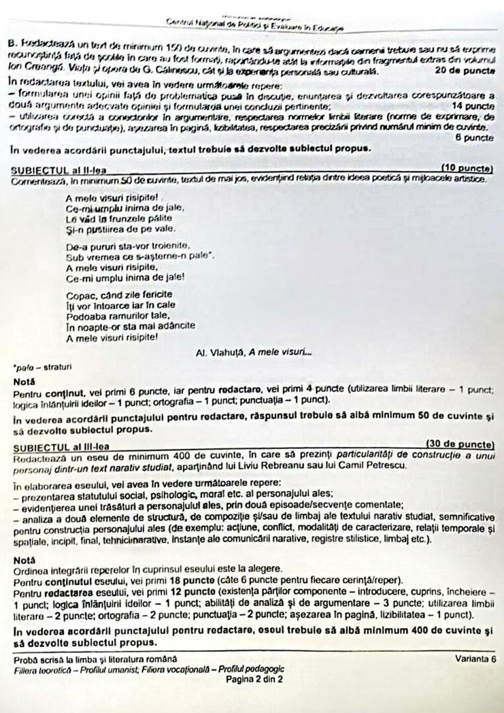 Bareme și subiecte la Limba română de la BAC 2023 real și uman. Petiție pentru modificarea baremului de corectare - Imaginea 5