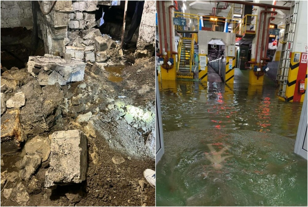 Un zid s-a prăbușit la stația de metrou Piața Sudului, din cauza infiltrațiilor de apă | GALERIE FOTO - Imaginea 1