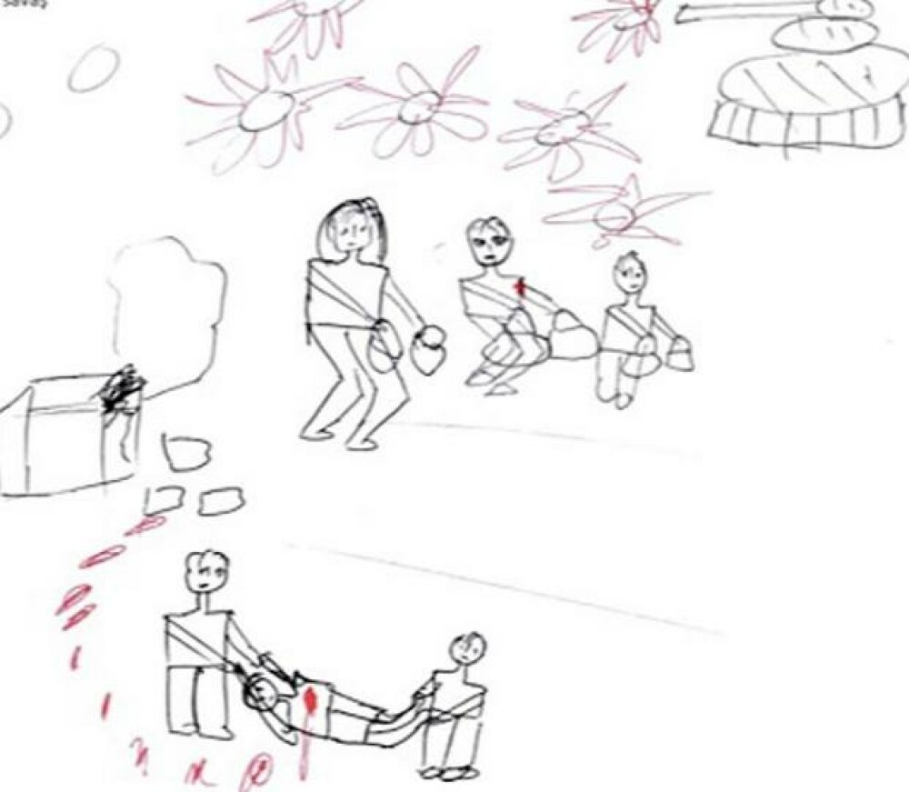 Galerie FOTO. Copilarie sub teroarea mortii. Desenele cutremuratoare ale unor refugiati sirieni - Imaginea 1