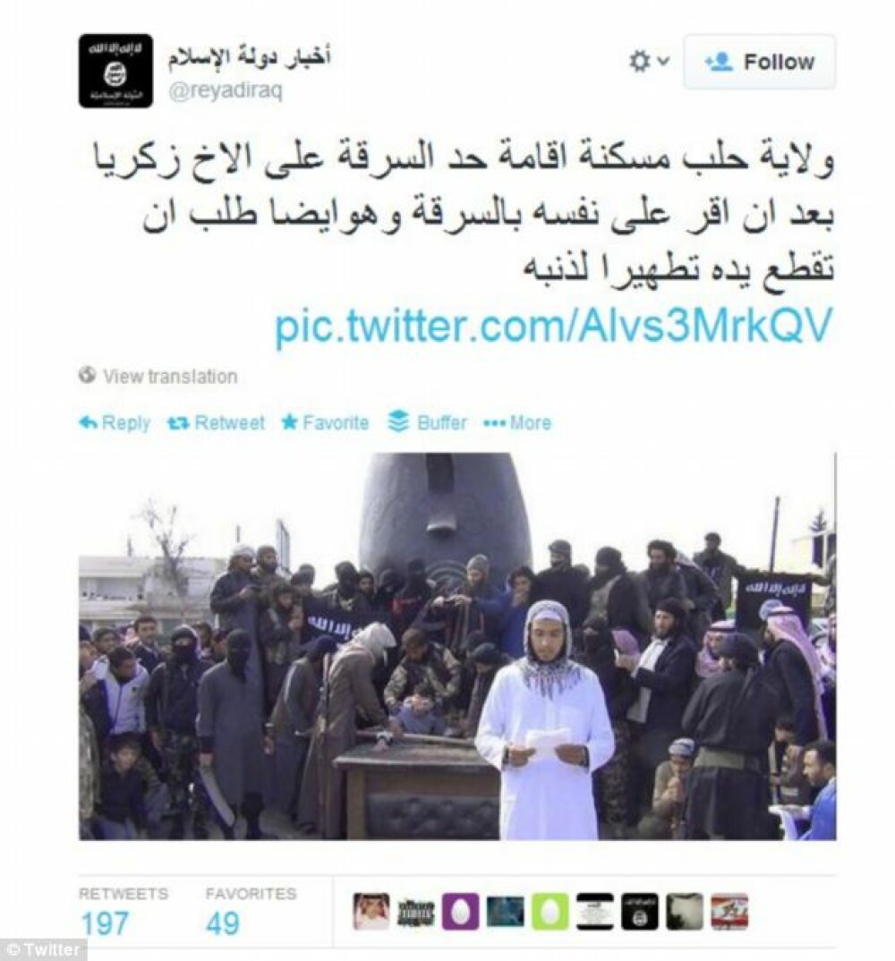 Gruparea de care si Al-Qaeda s-a dezis. Extremistii sirieni au taiat mana unui presupus hot si au pus imagini LIVE pe Twitter - Imaginea 4
