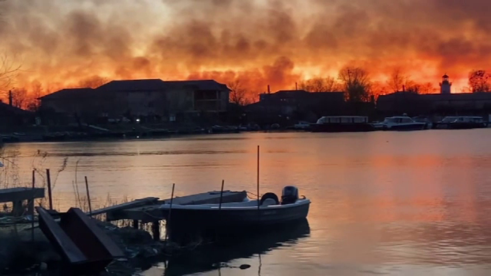 Imagini apocaliptice în Delta Dunării din cauza incendiilor provocate de oameni - Imaginea 1