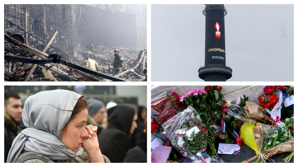 GALERIE FOTO. Rusia își plânge morții, după atacul din Moscova. Drapelul a fost coborât în bernă. Imagini impresionante - Imaginea 1