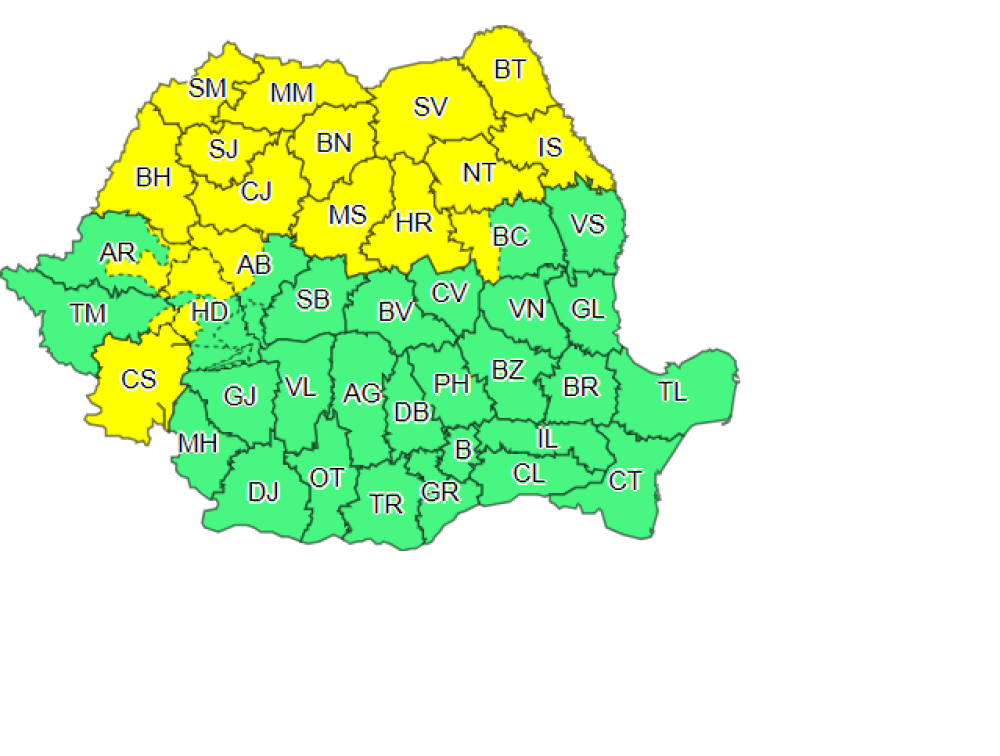 Cod galben de ploi torențiale și vânt puternic, până la ora 21.00. Lista zonelor vizate - Imaginea 1