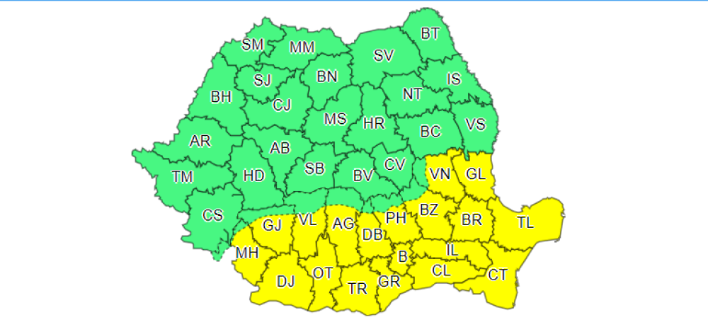 Cod galben de ploi torențiale și vânt puternic, până la ora 21.00. Lista zonelor vizate - Imaginea 2