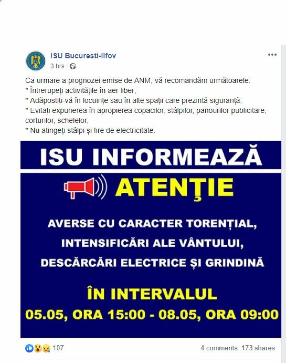 Avertizare din partea ISU București-Ilfov: Adăpostiți-vă în case! - Imaginea 2