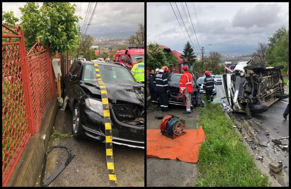 Pericol la Cluj, după ce 2 mașini s-au ciocnit, fiind afectată o conductă de gaz - Imaginea 1