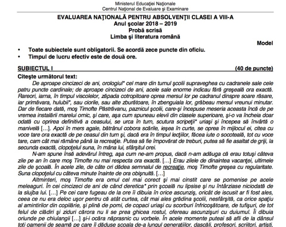 Evaluarea Națională 2020. Ce subiecte au picat la limba română în 2019 - Imaginea 3