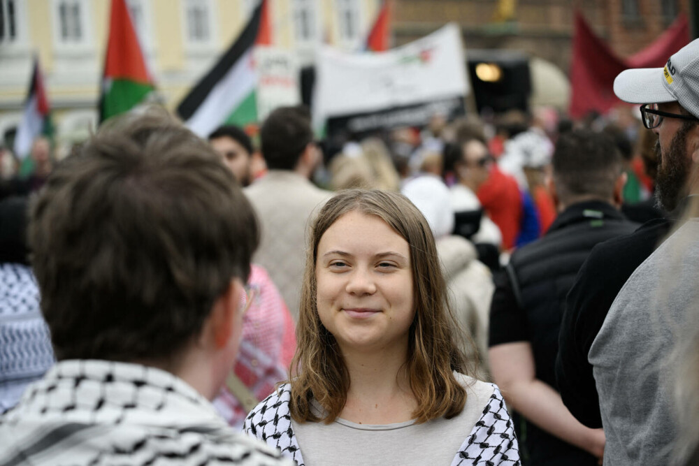 Mii de oameni au manifestat în Malmo faţă de participarea Israelului la Eurovision. Greta Thunberg, între participanţi - Imaginea 2