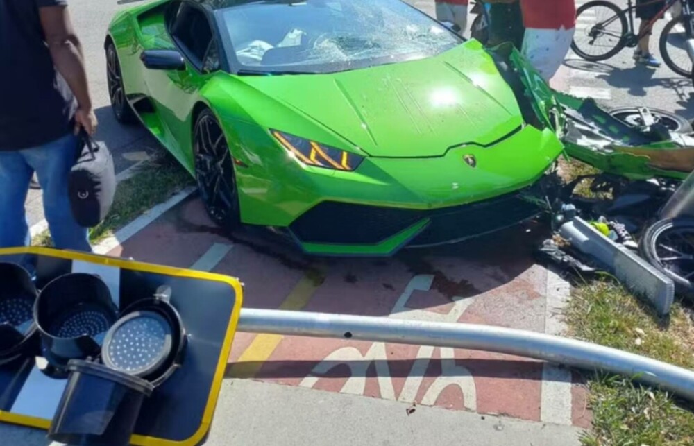 A intrat cu Lamborghiniul de 530.000 de euro într-un stâlp, când urmărea motociclistul care îi furase Rolexul de la mână FOTO - Imaginea 2