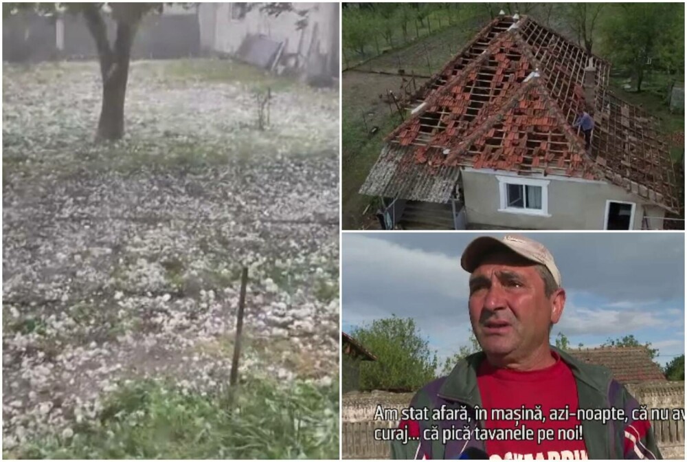 Furtunile au făcut ravagii în țară. Un sat din Mehedinți a fost „ciuruit” de grindină cât mărul: „Nu mai e nicio țiglă!” - Imaginea 1
