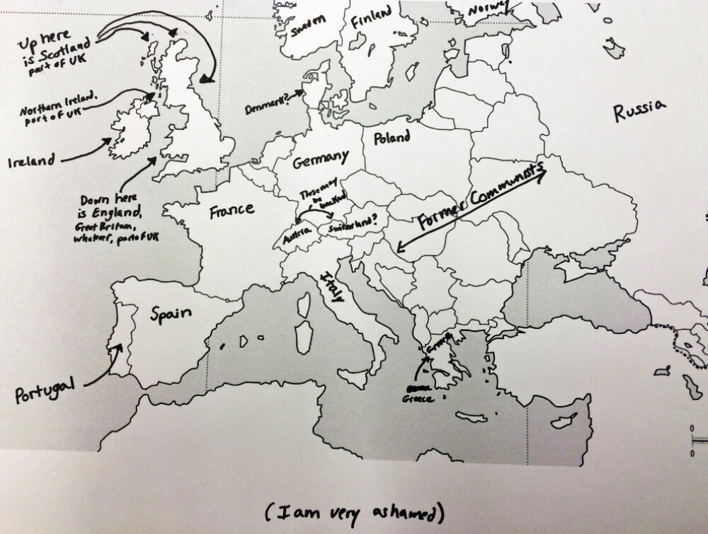 Americanii incearca sa localizeze pe harta tarile Europei. Unde au plasat Romania. GALERIE FOTO - Imaginea 25
