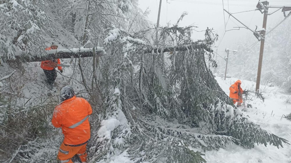 Traficul feroviar, afectat de vântul puternic, ploi şi ninsori viscolite, în judeţele aflate sub coduri meteo. FOTO - Imaginea 4