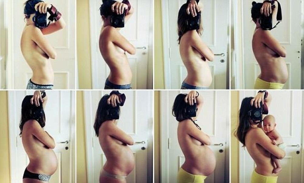 S-a fotografiat in fiecare luna de sarcina, in oglinda. E incredibil ce a iesit la final. FOTO - Imaginea 1