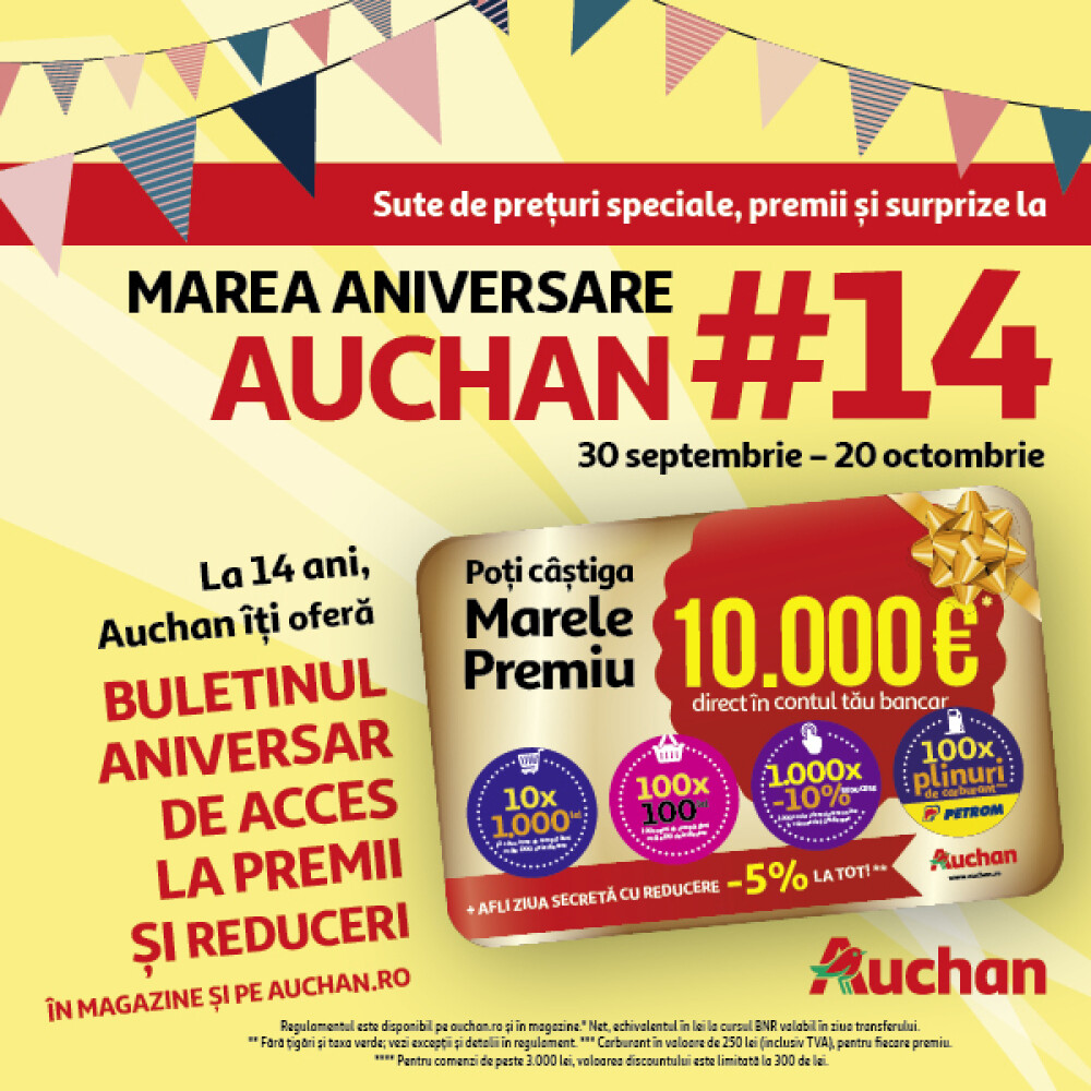 (P) Ce trebuie să faci ca să câștigi 10.000 de euro la Auchan. Retailerul sărbătorește 14 ani în România - Imaginea 5