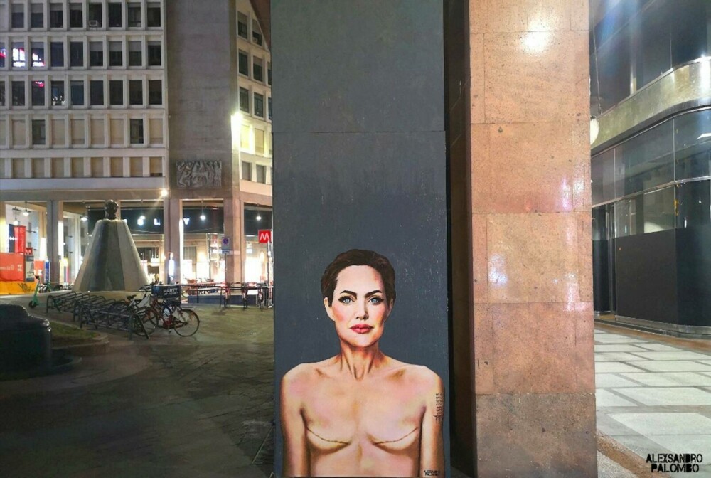 Cum a apărut Angelina Jolie pe un zid din Milano. Imaginea simbolizează un avertisment pentru femeile din întreaga lume. FOTO - Imaginea 6