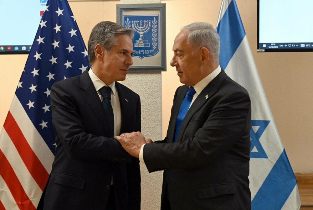 Blinken şi Netanyahu s-au adăpostit într-un buncăr. Sirenele de raid aerian au răsunat la Tel Aviv în timpul întâlnirii lor - Imaginea 3