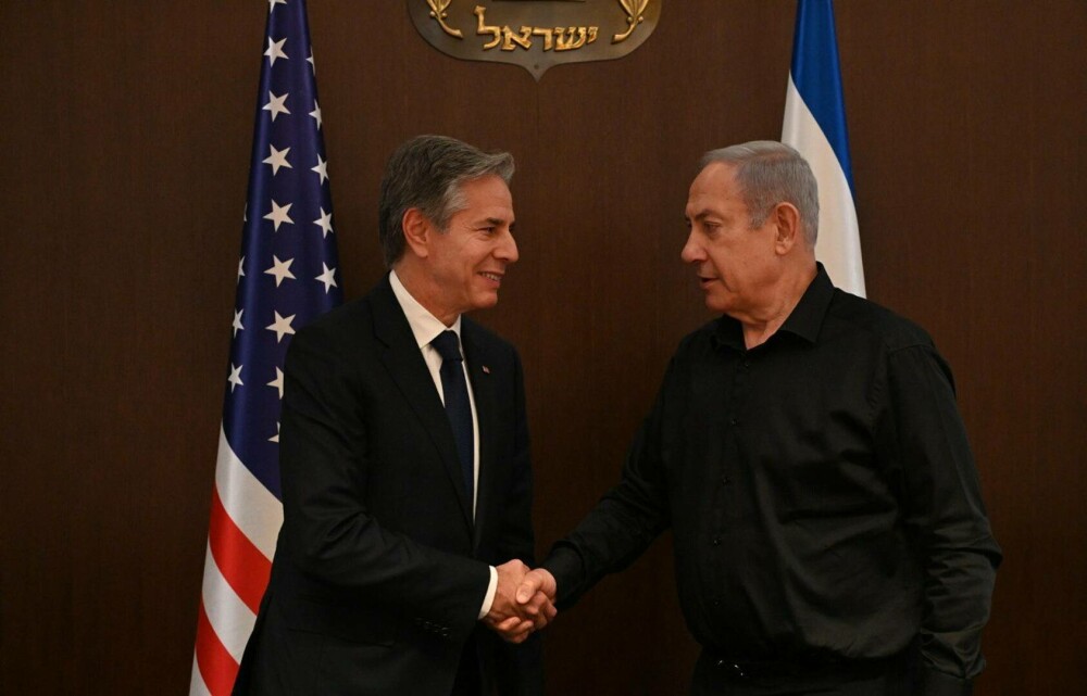 Blinken şi Netanyahu s-au adăpostit într-un buncăr. Sirenele de raid aerian au răsunat la Tel Aviv în timpul întâlnirii lor - Imaginea 6