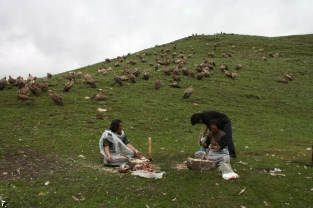 IMAGINI SOCANTE! Ritual barbar in Tibet: mancat de vulturi dupa moarte! - Imaginea 22