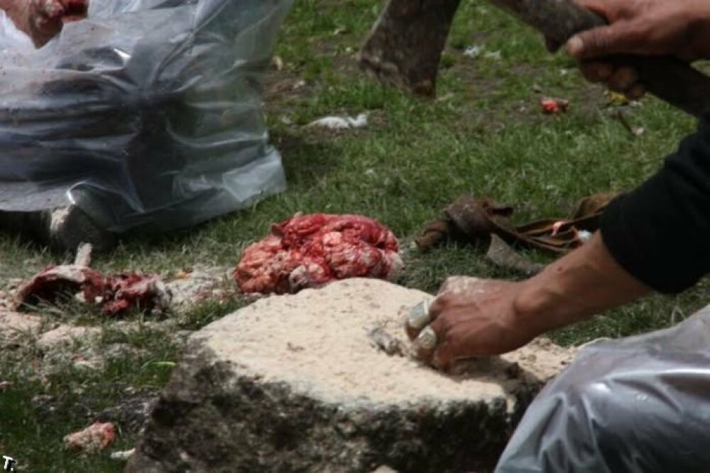 IMAGINI SOCANTE! Ritual barbar in Tibet: mancat de vulturi dupa moarte! - Imaginea 27