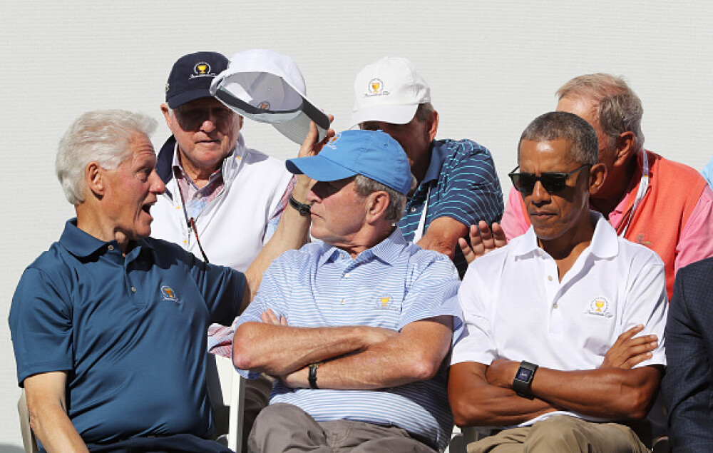 Un turneu de golf i-a adus împreună pe foștii președinți Obama, Bush și Clinton - Imaginea 1