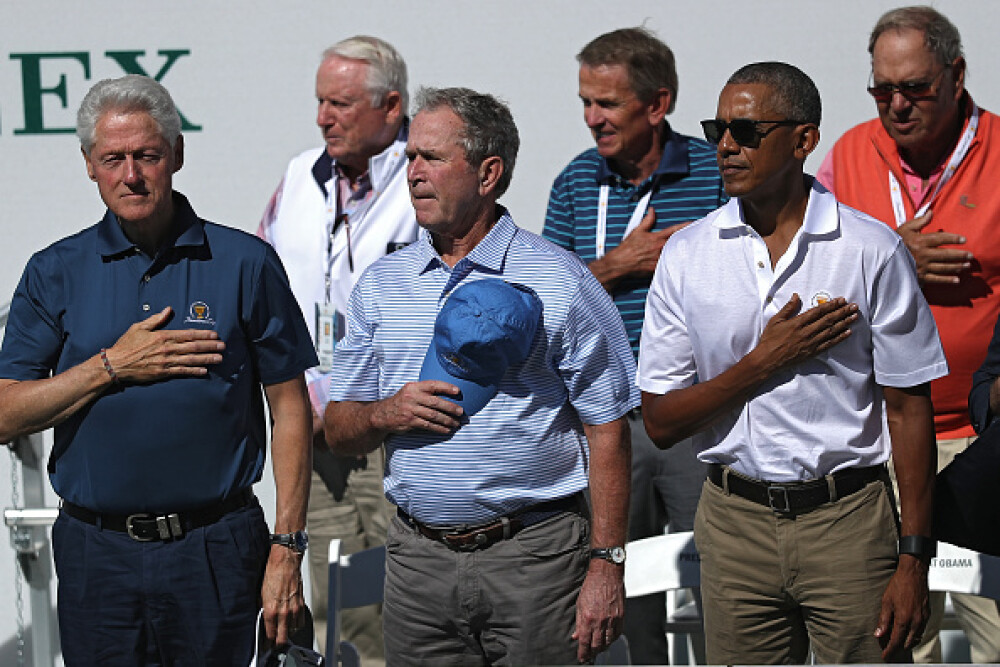 Un turneu de golf i-a adus împreună pe foștii președinți Obama, Bush și Clinton - Imaginea 4