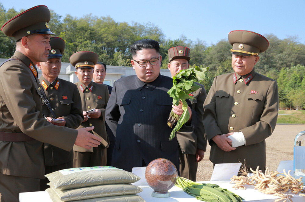 Kim Jong-un a vizitat o fermă, generalii au luat notițe în lanul de orez. Imaginile publicate sunt amuzante și sinistre - Imaginea 4