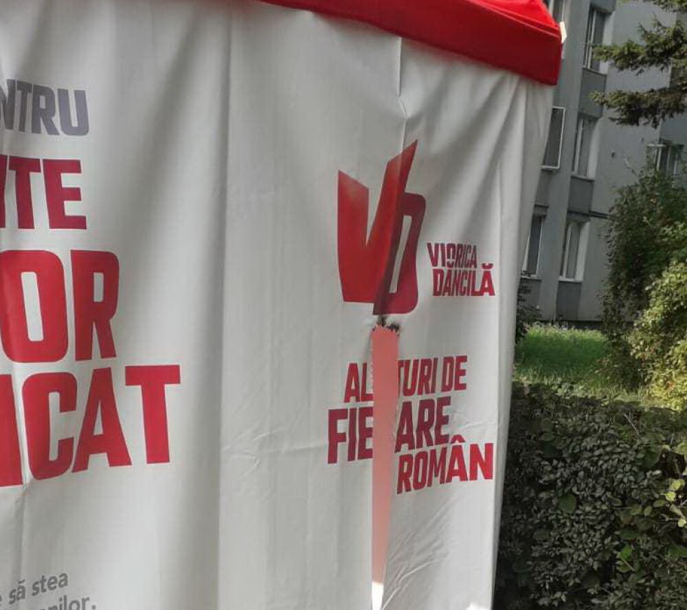 Cortul de campanie al Vioricăi Dăncilă din Brașov a fost vandalizat - Imaginea 1