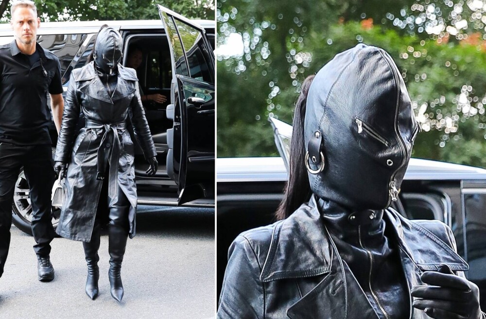 Vedeta care a ieșit pe stradă îmbrăcată complet în piele neagră. A avut și fața acoperită. GALERIE FOTO - Imaginea 8