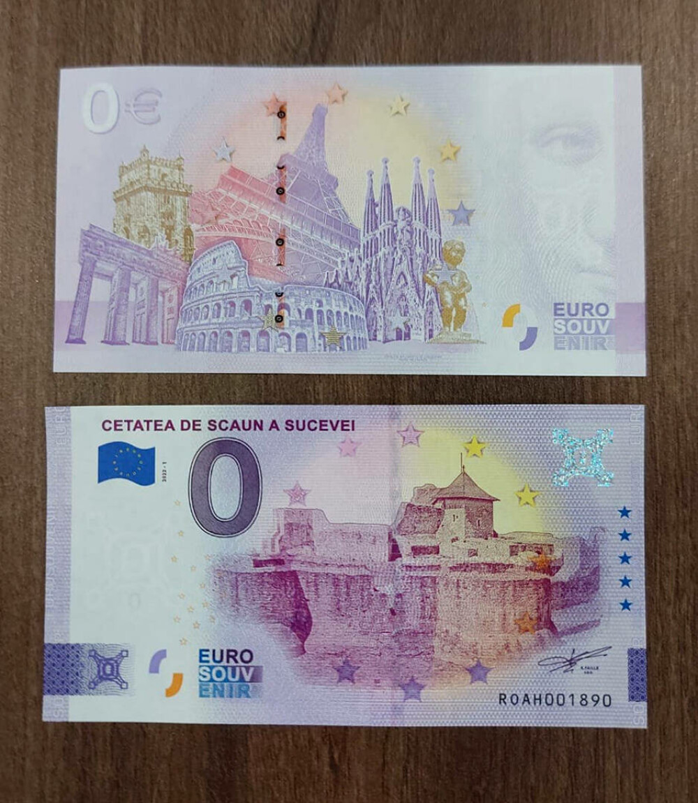 Cu cât se vinde bancnota de zero euro în România. Cele cinci obiective din țară care apar pe ea - Imaginea 2