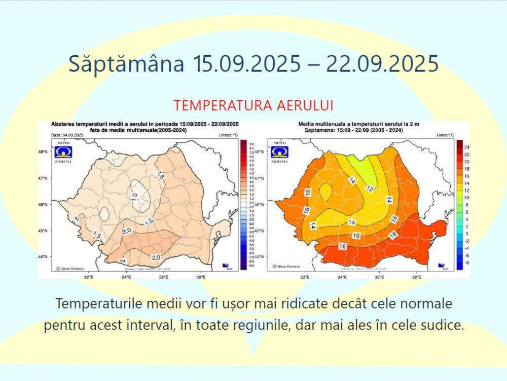 Cum va fi vremea în septembrie și prima parte din octombrie. Temperaturi și precipitații | HARTĂ - Imaginea 4