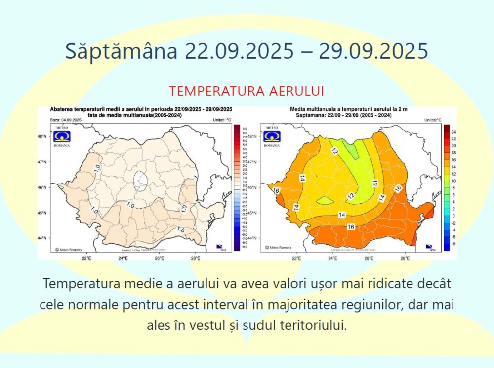 Cum va fi vremea în septembrie și prima parte din octombrie. Temperaturi și precipitații | HARTĂ - Imaginea 6
