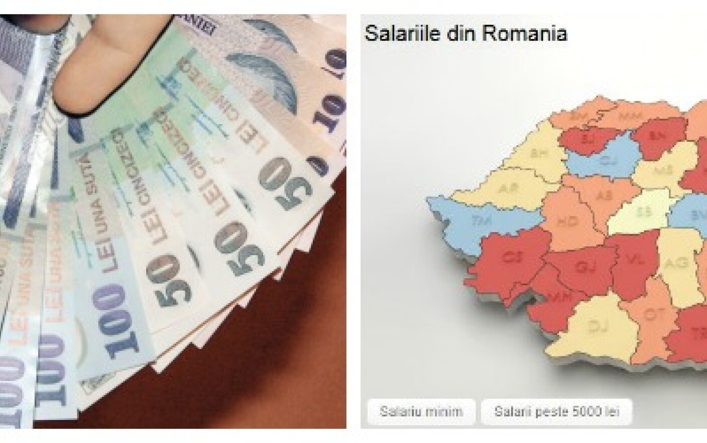 Harta salariilor din Romania. Cati romani primesc peste 5.000 de lei si