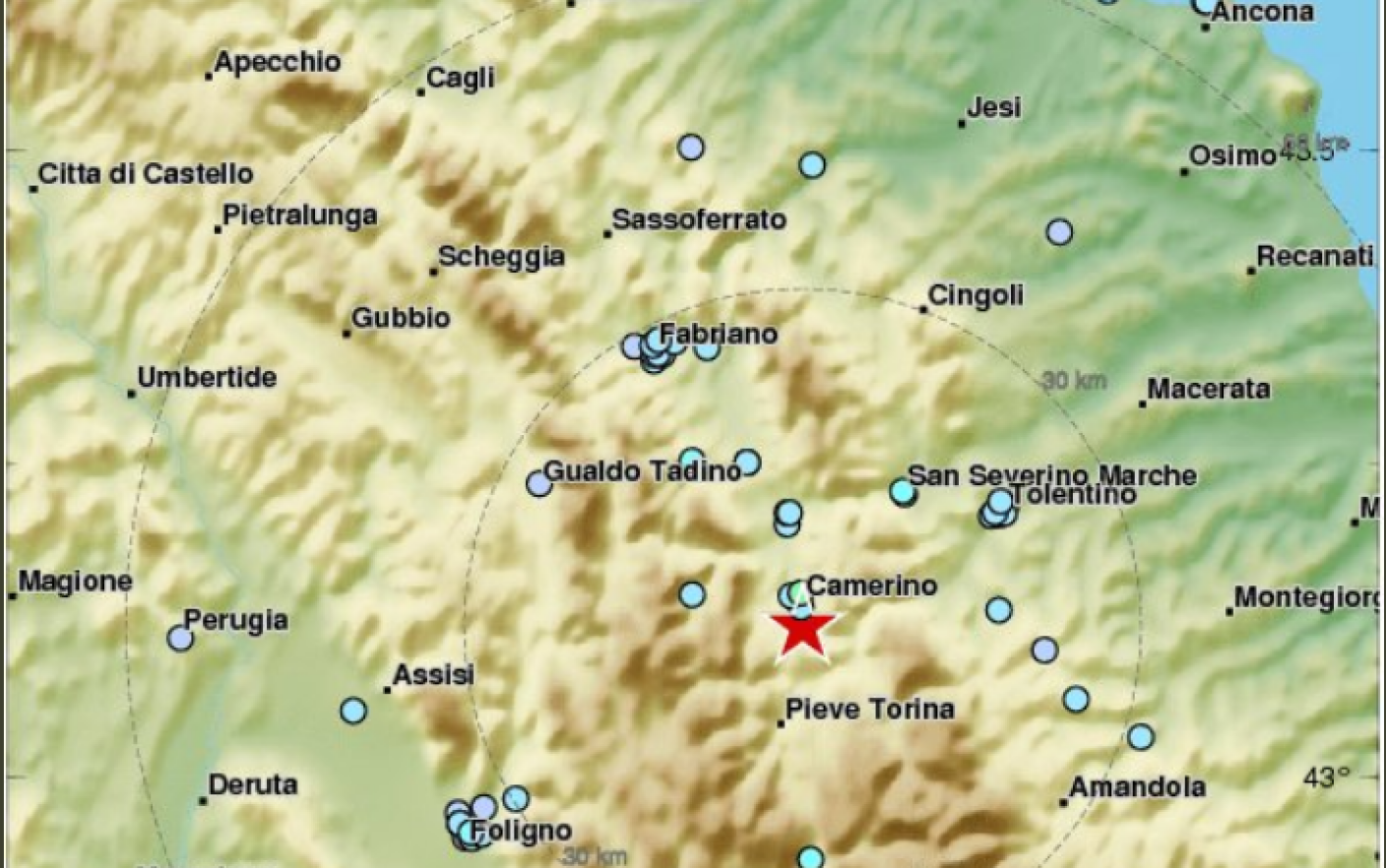 Il Centro Italia scosso questa mattina da un terremoto di magnitudo 4.7