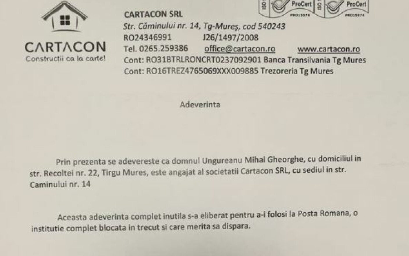 ReacÈ›ia PoÈ™tei Romane DupÄƒ Ce Mesajul Unui BÄƒrbat CÄƒruia I S A Cerut AdeverinÅ£Äƒ Pentru Livrarea Unui Colet S A Viralizat Stirileprotv Ro