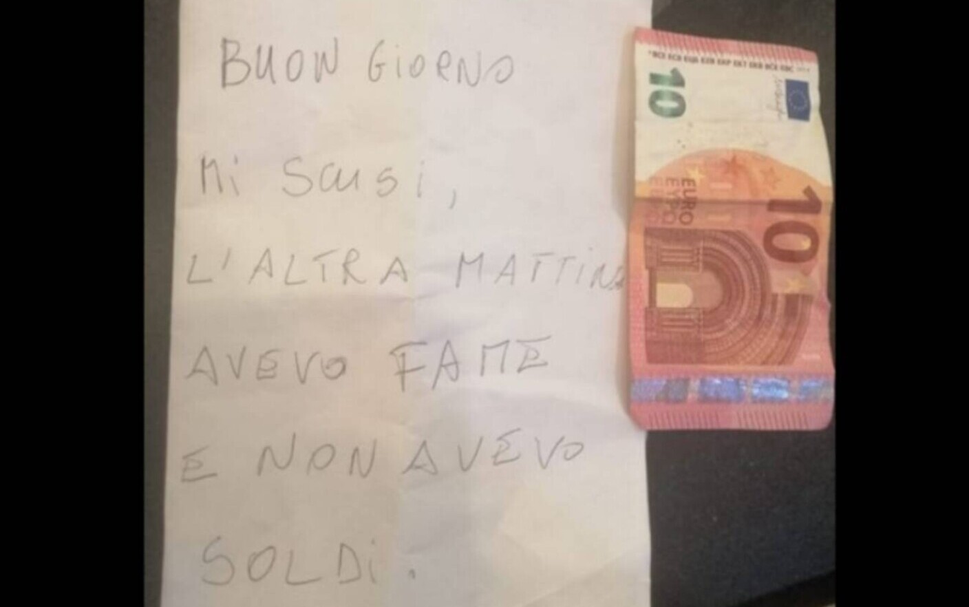 Il “ladro onesto” che ha impressionato l’Italia.  Ha rubato perché aveva fame, ma il giorno dopo ha lasciato 10 euro e un biglietto