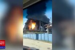 Imagini de aproape cu incendiul de la Petromidia