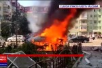 O dubă a explodat în Râmnicu Vâlcea. Șoferul a fost aruncat în aer câţiva metri. VIDEO