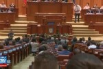 Deputatul PNL de Maramures Corneliu Olar a venit la motiunea de cenzura imbracat cu ie, cu un tulnic in mana