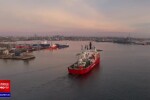 Momentul în care nava care a salvat marinarii ucraineni în Marea Neagră ajunge în port